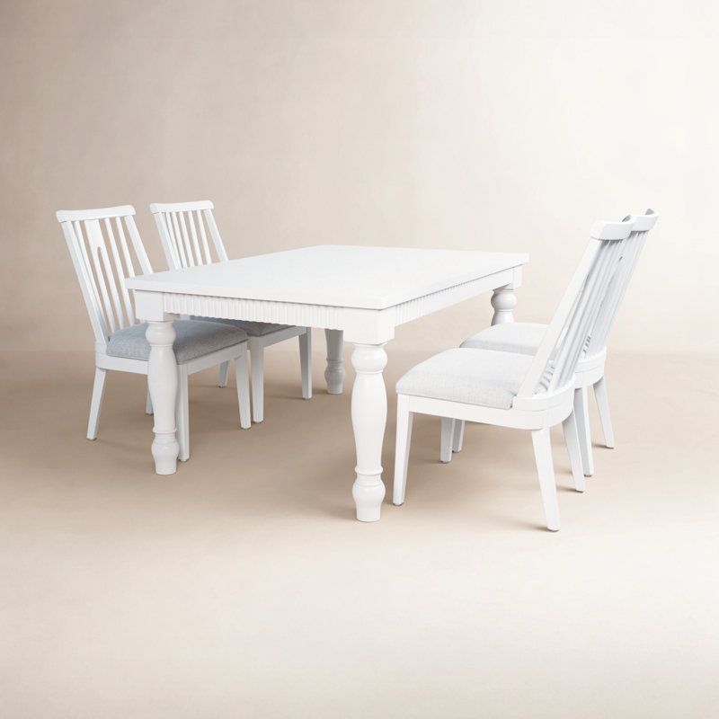 Ensemble de salle à manger à rallonge cinq pièces Westport, Ensemble de cinq pièces : table, quatre chaises, Blanc