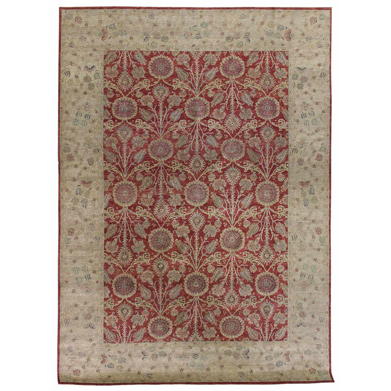 Moghul Oriental Area Rug in Red/Beige, Rectangle 9'10" x 13'8"