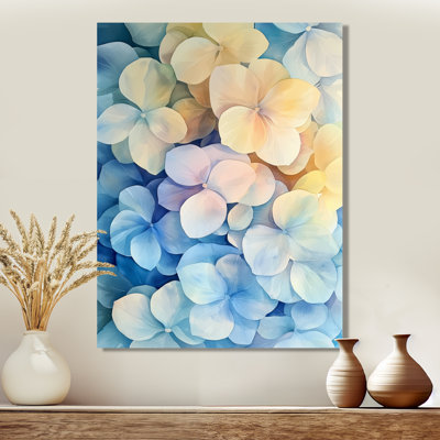 «Abstract Hydrangea Horizon Of Simplicity I», art mural en métal, impression d'art traditionnel en métal
