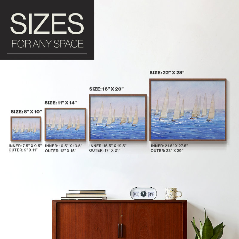 Événement de voile II - reproduction encadrée - réarmable, H 22 po x l 28 po, Noyer