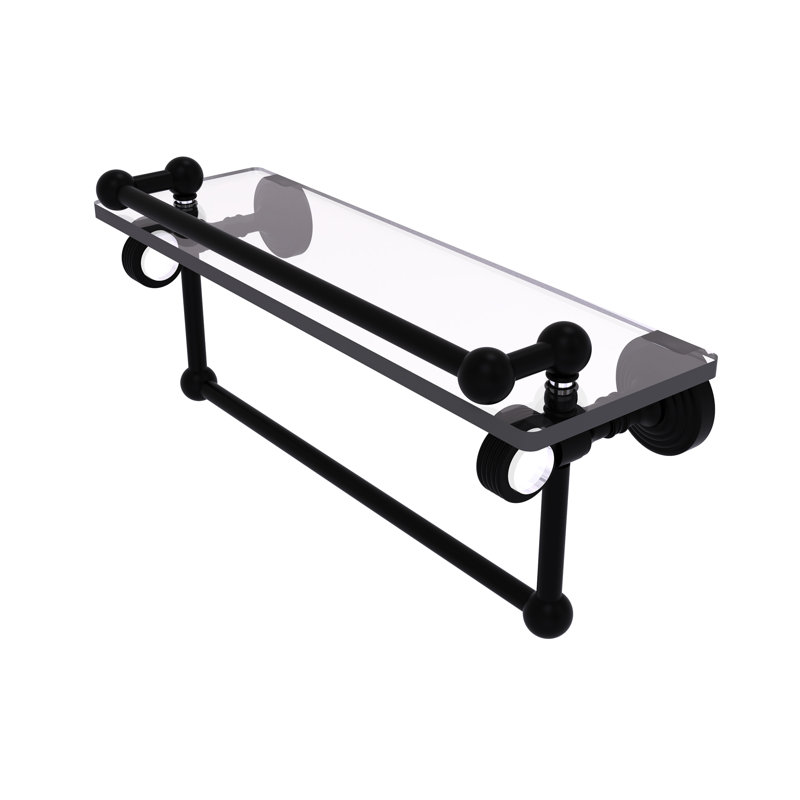 Support à tablette avec barre à serviettes Jarrell, Noir mat, H 5,5 po x l 16 po x P 6,8 po