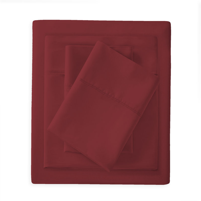 Soft & Silky Cotton Rayon Sheet Set, Full/Double, Red