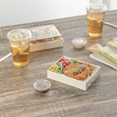 Restaurantware Wooden Bento Boxes 100 Pack of 6.4" x 4.7" Foldable Wooden Take Out Containers Sustainable Freezer-Safe Japanese Style Rectangular Lunch Boxes for Office, Camping, Sushi, Potluck