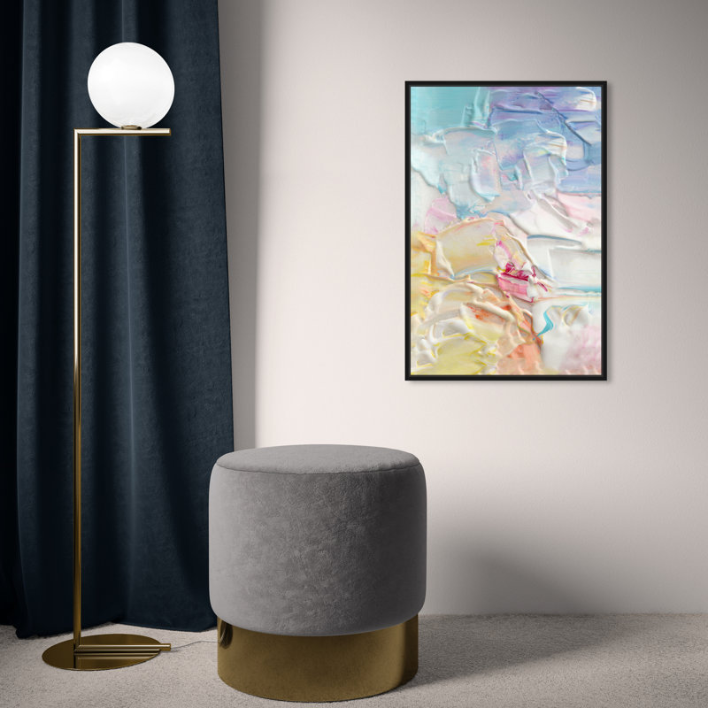Colorful Modern Textured Painting Painting by Oliver Gal, Black Floater Framed, 24" H x 16" W x 1.5" D