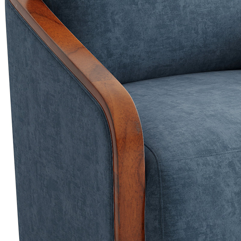 Upholstered Swivel Barrel Chair, Navy
