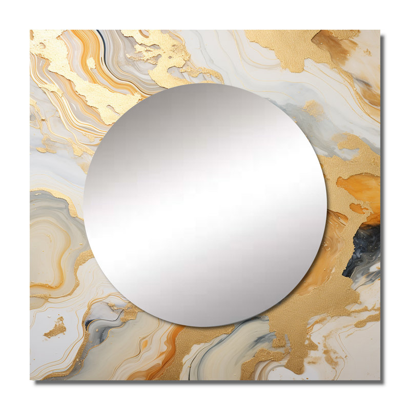 Oneida - Miroir carré en marbre doré et blanc, 23 po x 23 po