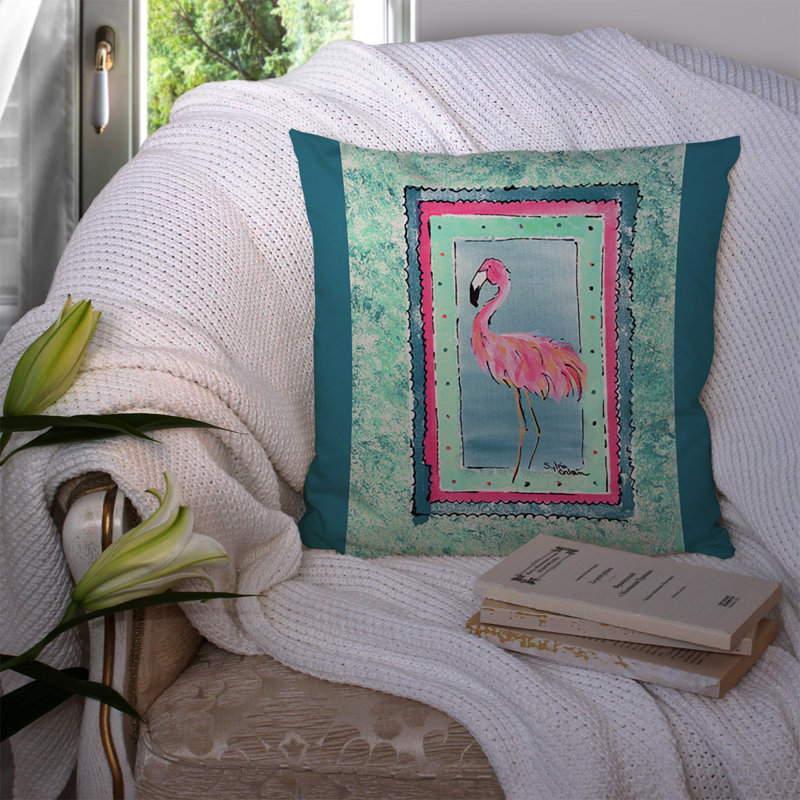 Flamingo Outdoor Square Pillow Cover & Insert, Aqua