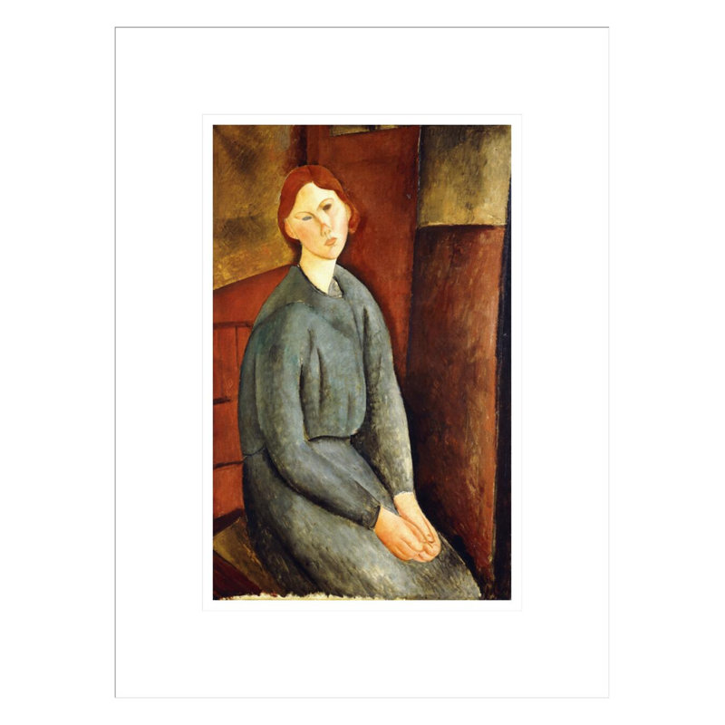 Portrait d'Annie Bjarne par Amedeo Modigliani - Estampe numérique encadrée, H 16,75 po x l 12,66 po