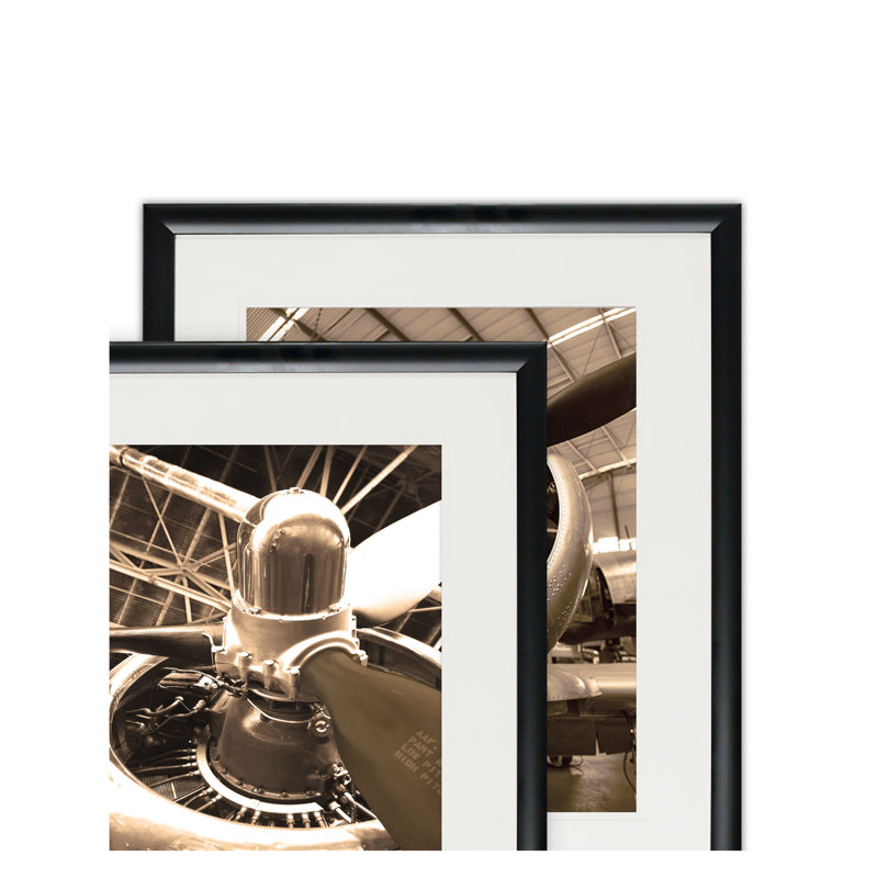 «Airplane Engine», ensemble de 2 reproductions de photos encadrées, Noir