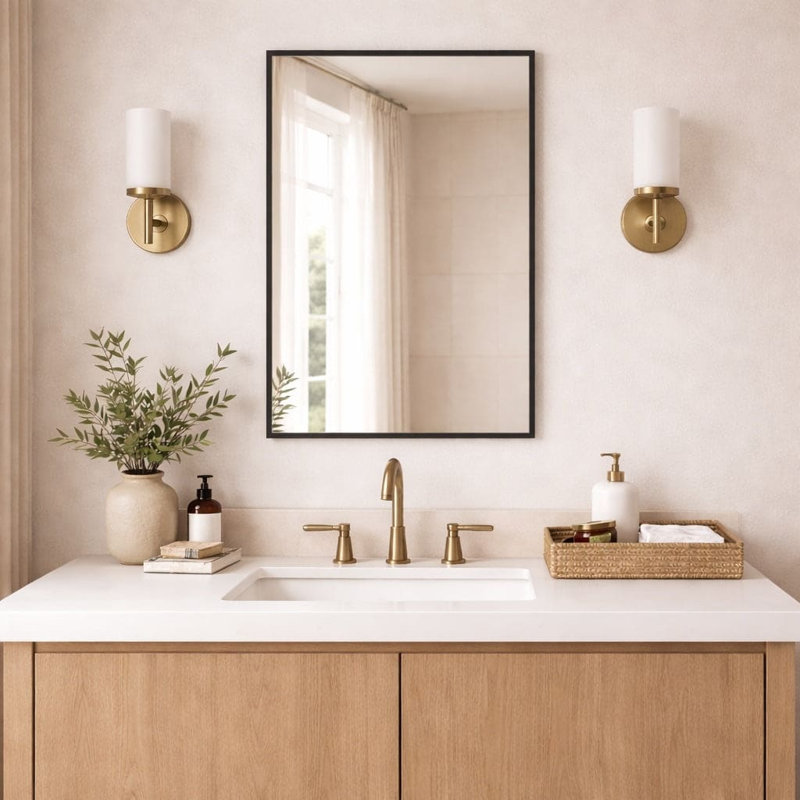 Takara Metal Rectangle Mirror, Black, 70cm x 50cm