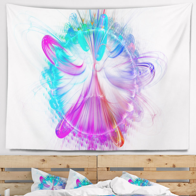 Tapisserie abstraite à motif de vortex d'énergie fractale, H 78 po x l 92 po
