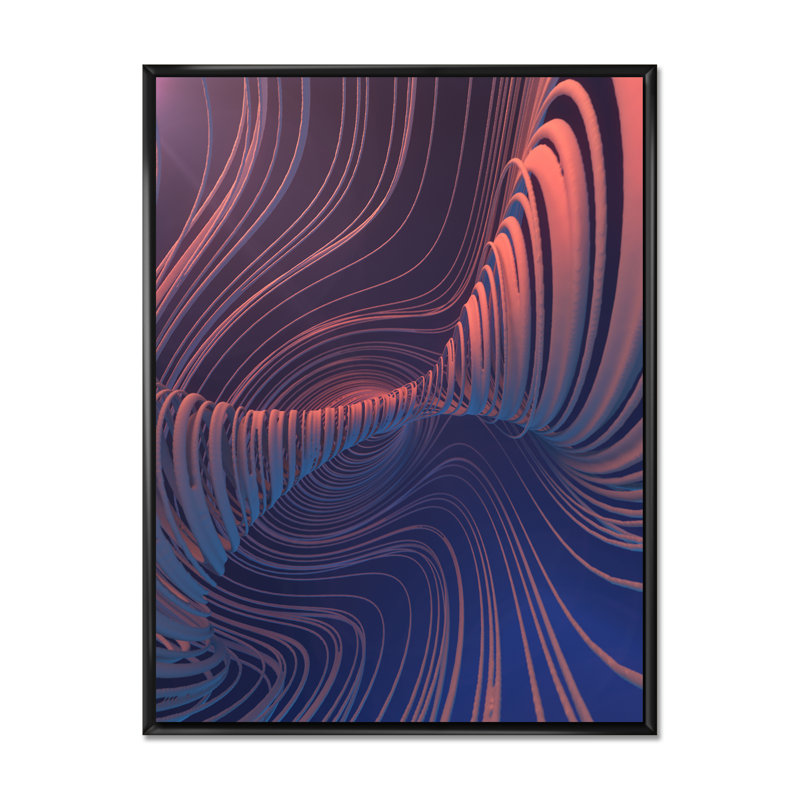 Vibrant Curve Design Ii II - Art mural moderne sur toile, H 40 po x l 30 po x P 1,5 po, Cadre flottant noir