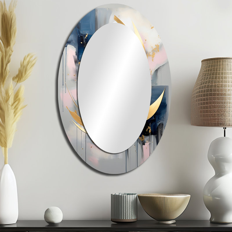 Miroir mural ovale doré doré - tourbillons de sérénité I, 36 po x 24 po