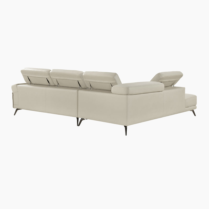 Canapé d'angle moderne et contemporain Dann 111,5 po - Sofa d'angle réversible en cuir avec méridienne confortable et design flexible.