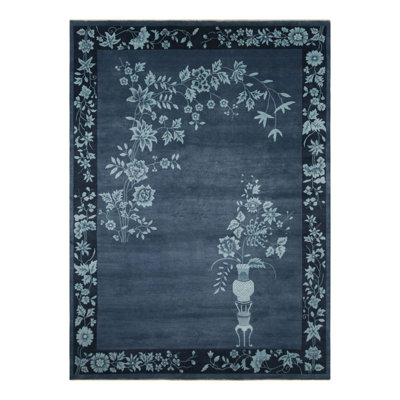 Rug & Kilim’S Chinese Art Deco Nichols Style Rug With Floral Patterns