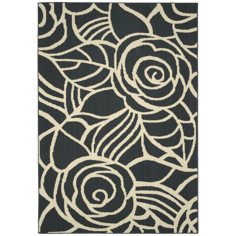 Tapis touffeté floral / ivoire Tosca, Rectangle 5 pi x 7 pi
