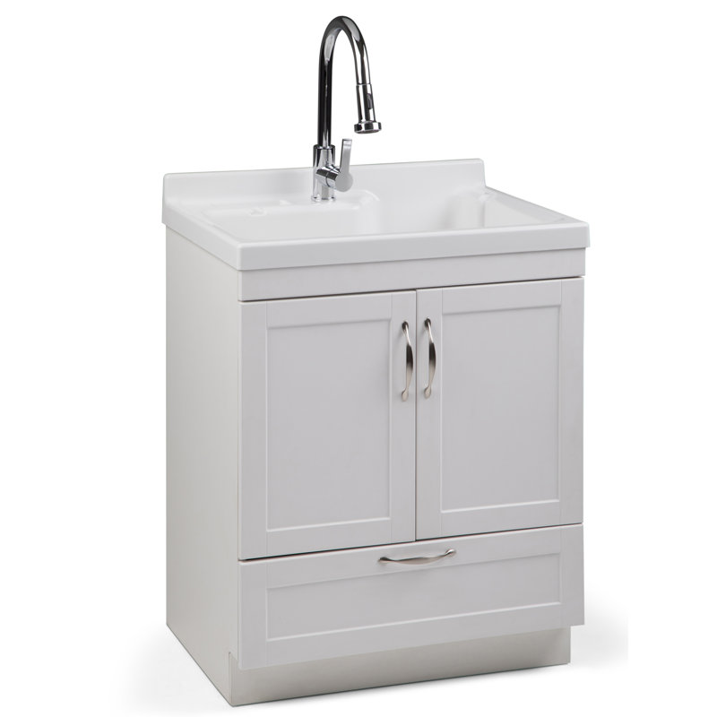 Évier utilitaire et armoire à linge Maile, Blanc pur