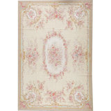 Hand-Knotted High-Quality Beige and Green Area Rug