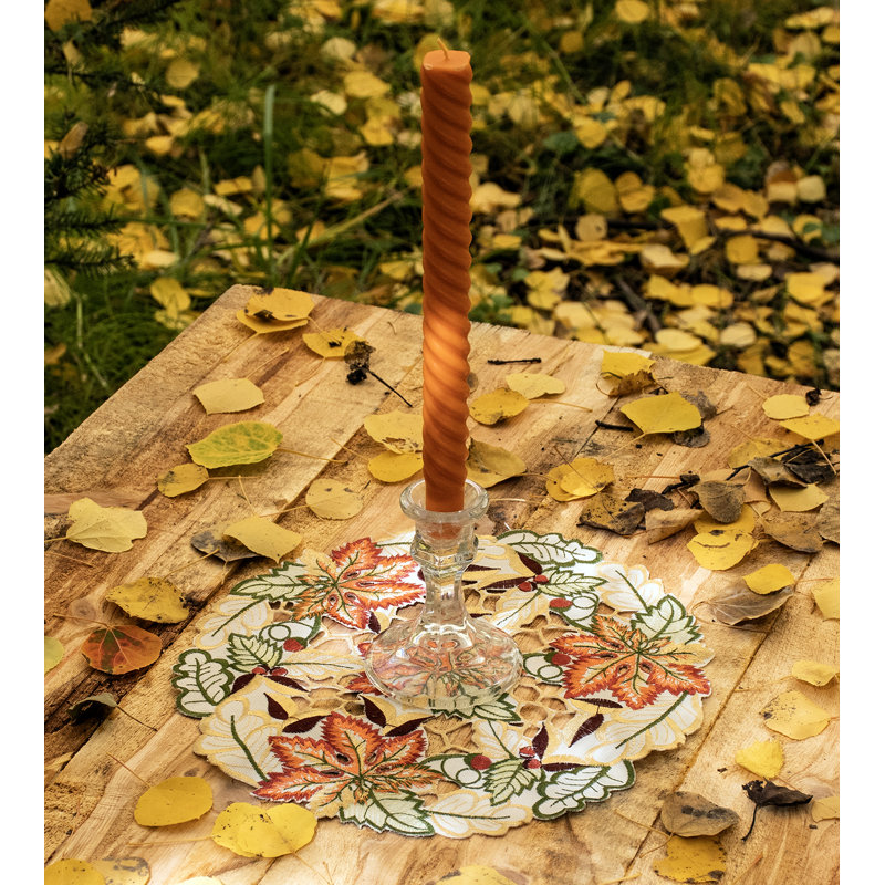 Feuille d'érable d'automne multicolore brodée Riggleman, Rond 11 po