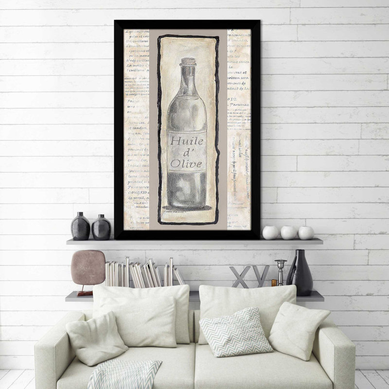 " Huile D' Olive ", Black Framed, 39.5" H x 27.5" W x 0.75" D