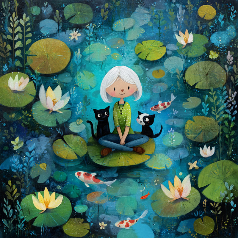 Quiet Lotus Companions Wrapped Canvas Wall Art, 40"W x 40"H x 1.5"D
