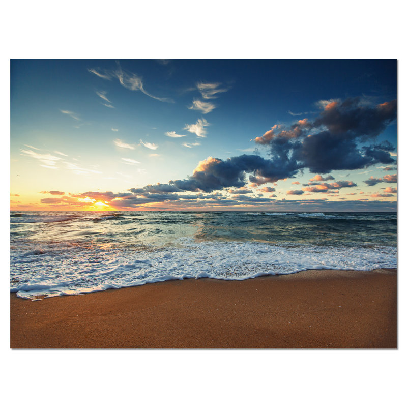 Sunrise and Glowing Waves Coastal Landscape Canvas Print