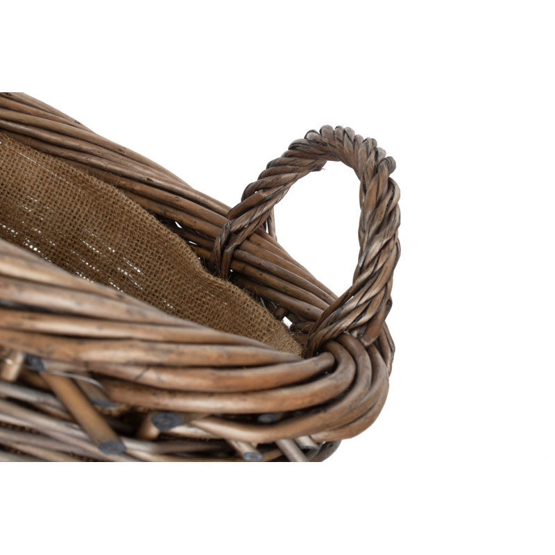 Joni Antique Wash Wicker Lined Umbrella Stand Holder, Large