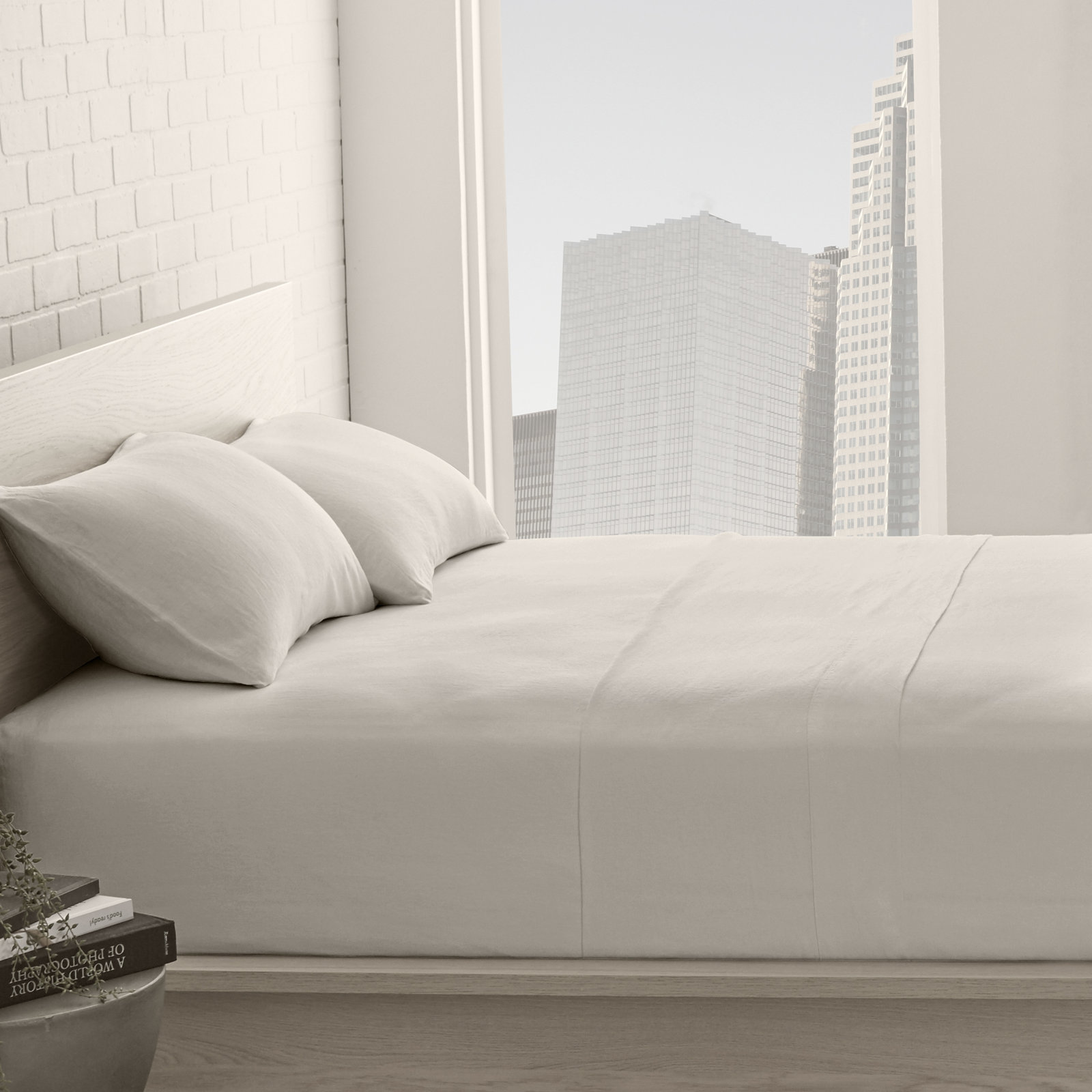 Frazier 100% Linen Machine Woven Sheet Set, Stone, King Sheet Set with 2 Pillowcases