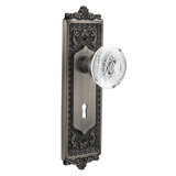 Crystal Egg & Dart Interior Mortise Door Knob with Egg & Dart Long Plate