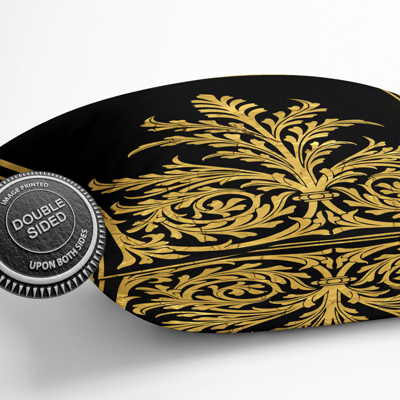 Square Cushion, 55cm H x 55cm W x 20cm D, Black/Gold