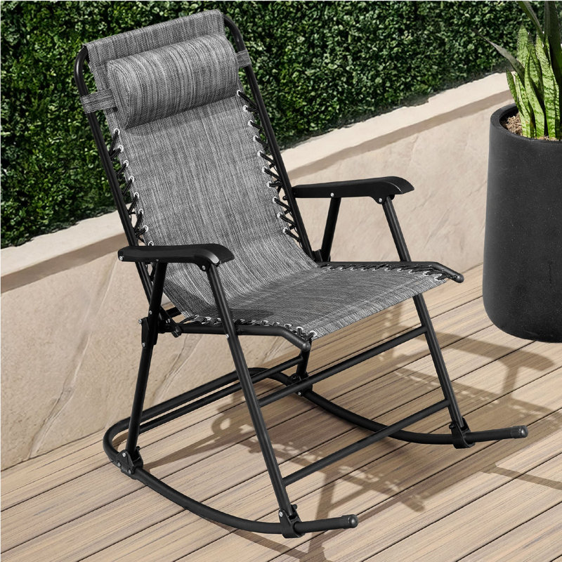 Outdoor Rocking Lounge Chair, Gray