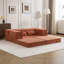 Matelas à compression orange, lit de sol convertible avec coussins ronds en polaire de haute qualité à assembler soi-même, idéal pour la décoration intérieure.