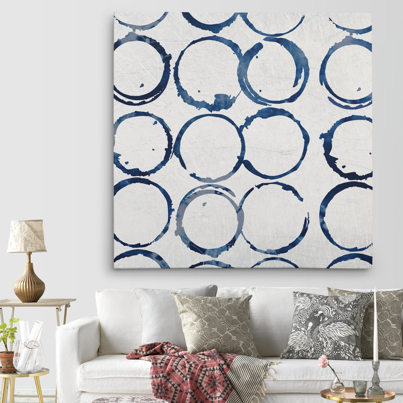 « indigo rings »-impression sur toile tendue, H 16 po x l 16 po x P 1,5 po