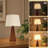 Set Of 2 Dimmable Bamboo Table Lamps With Linen Drum Shade, Conical Base-749005914