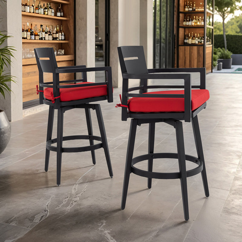 Chaises de bar pivotantes 2 pièces Modern Modern, Rouge Jocky