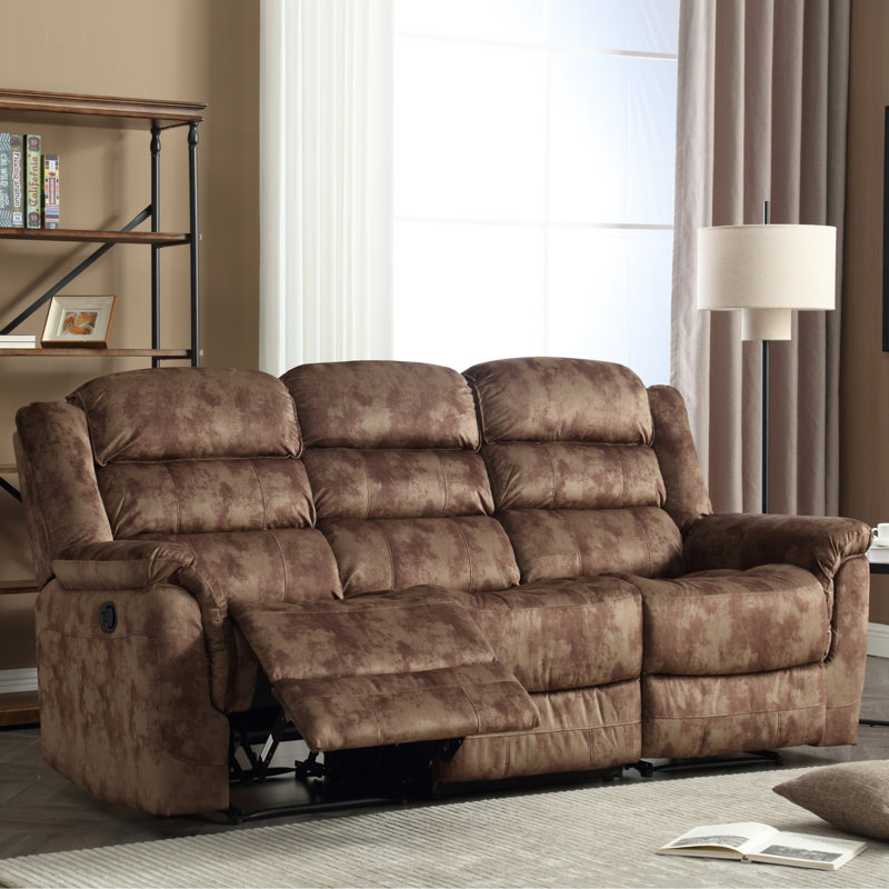 Canapé inclinable manuel en microfibre 87 po, Brun