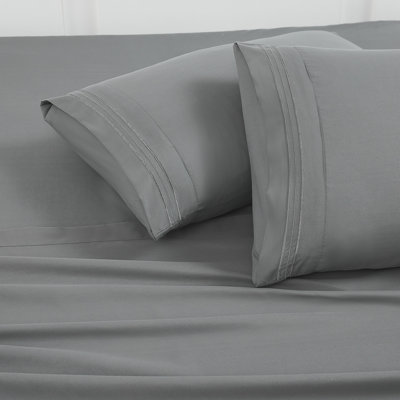 Taies d'oreiller luxueuses en microfibre brodée (paquet de 2) par Sweet Home Collection®