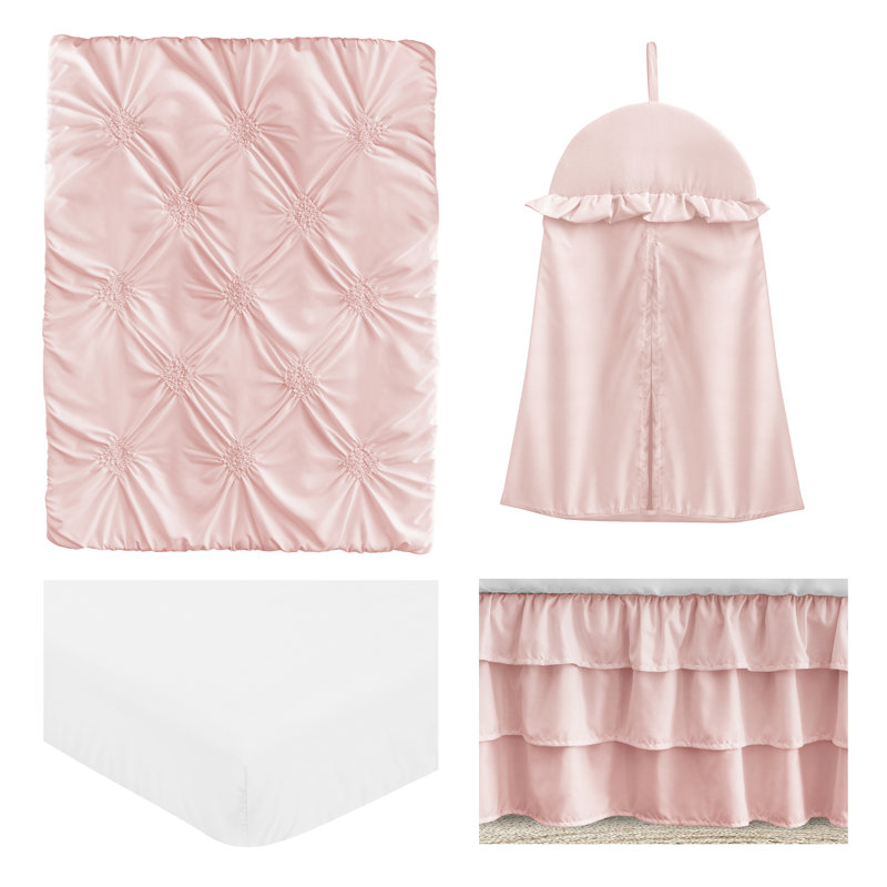 Ensemble de literie pour lit de bébé 4 pièces Harper, Rose