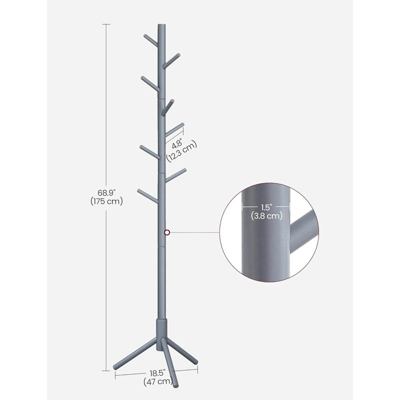 Freestanding 8 - Hook Coat Rack, Gray