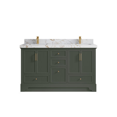 Alys 60'' Free Standing Double Bathroom Vanity with Quartz Top (Pulls Option)