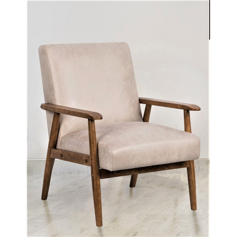 25.38'' Wide Wood Frame Armchair,  Microfibre beige incorrecte