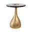 Table d'appoint en métal et en verre, piètement sculptural en forme de larme et plateau arrondi, idéale pour le salon, la chambre, le bureau ou une décoration moderne - 58 cm (23 po), finition bronze, cuivre et métallisée