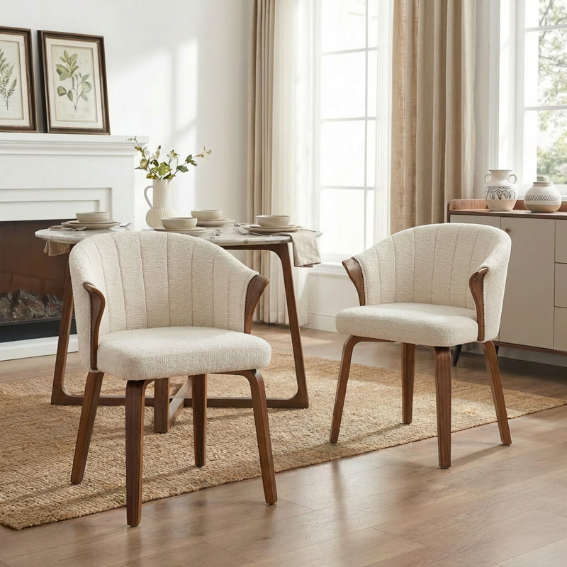 Chaise de salle à manger rembourrée Devault, Beige