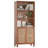 Tall Bookcase With Rattan Doors, 5 Tier Storage Wood Shelves For Library And Home Office-1124523876