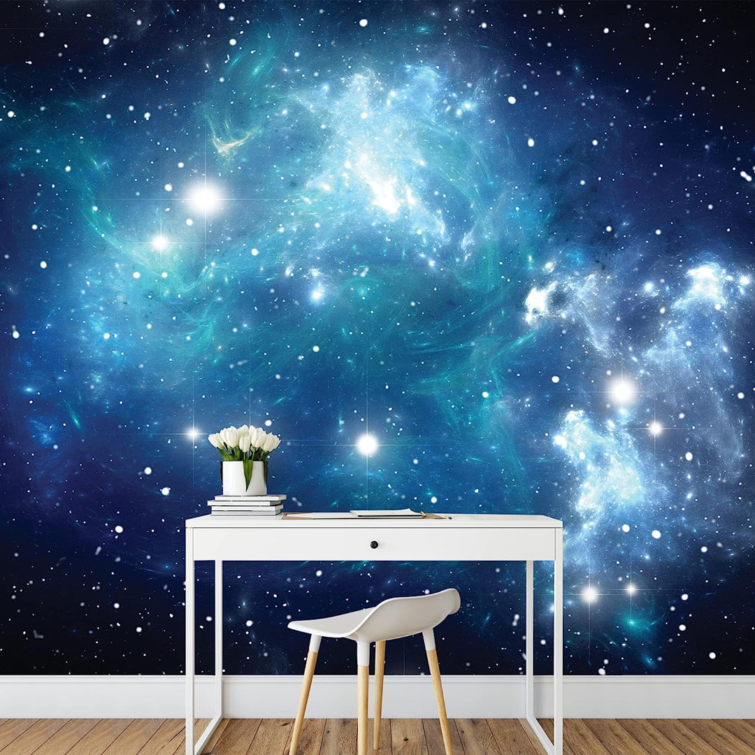 Planet In Outer Space Galaxy Shades of Blue in a Sea of Stars Paintable Wall Mural IDEA4WALL 