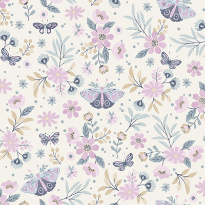 Gorlest Floral Butterfly Non-Pasted Wallpaper