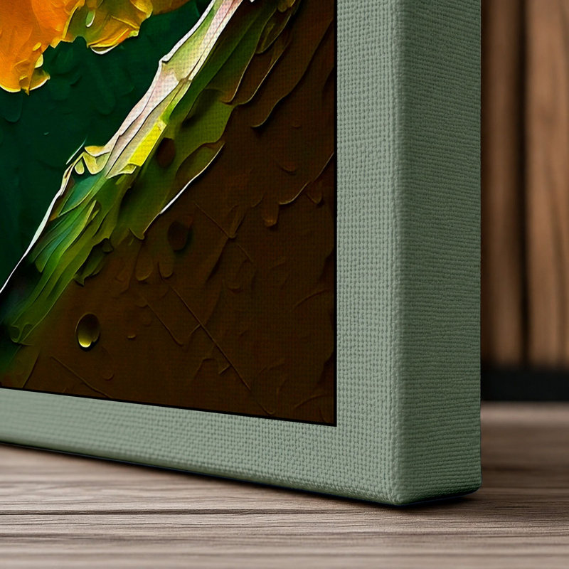Daffodil with Dewdrops Botanical 1 Piece Wrapped Canvas Wall Art, 30x20 - 76.2 x 50.8 cm, Sage Border