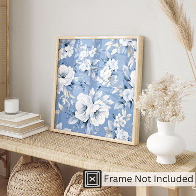 «Floral Winter Blue Flowers», reproduction d'art non encadrée