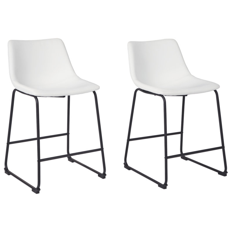 Ashtin Upholstered Counter Stool with Metal Frame, Counter Stool (24” Seat Height), White