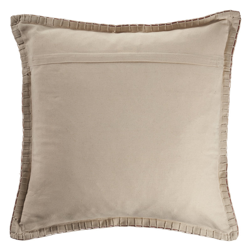 Clay Brown Embroidered Edges 24" Square Throw Pillow